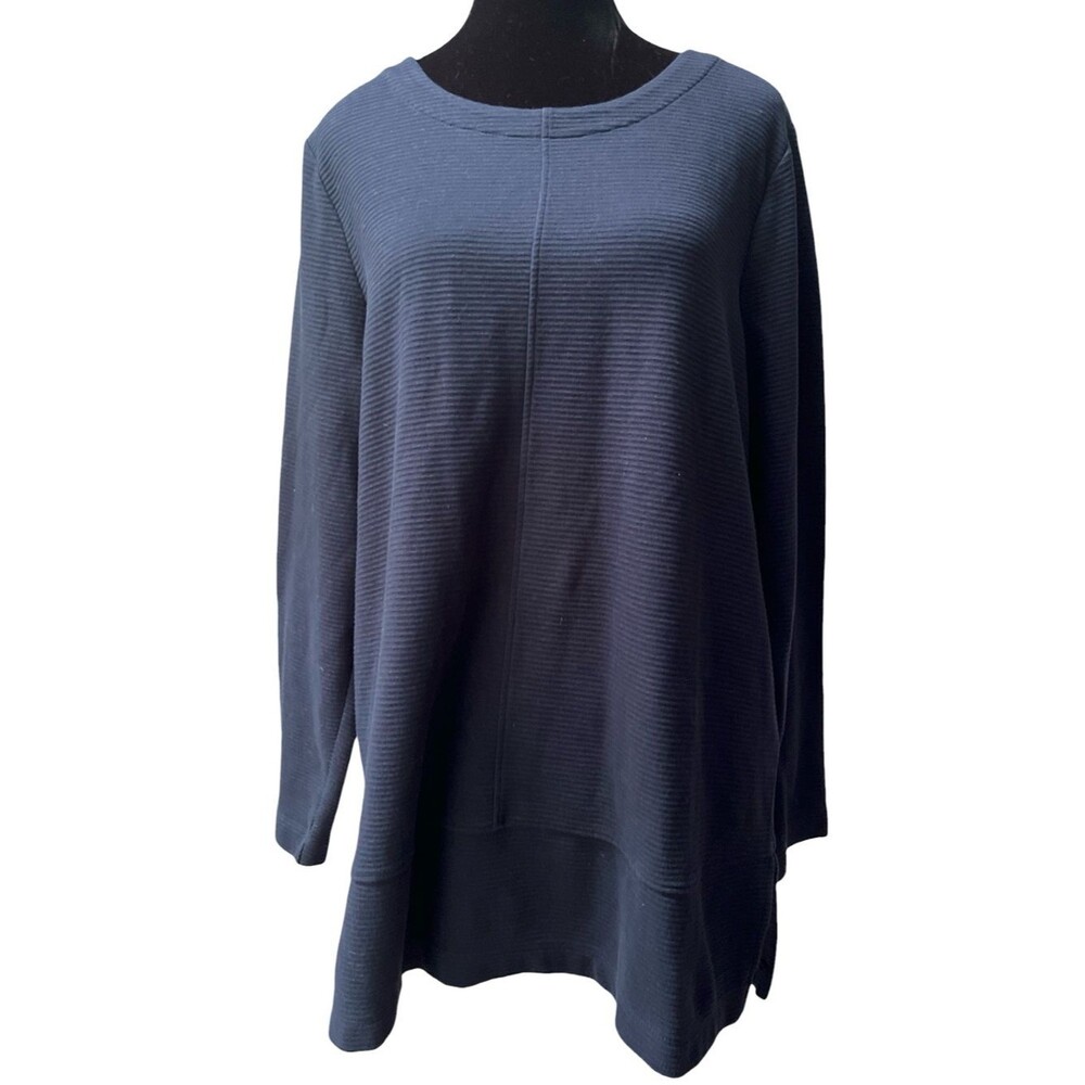J. Jill Wearever Collection Ribbed Tunic Scoop Neck Long Sleeve Large